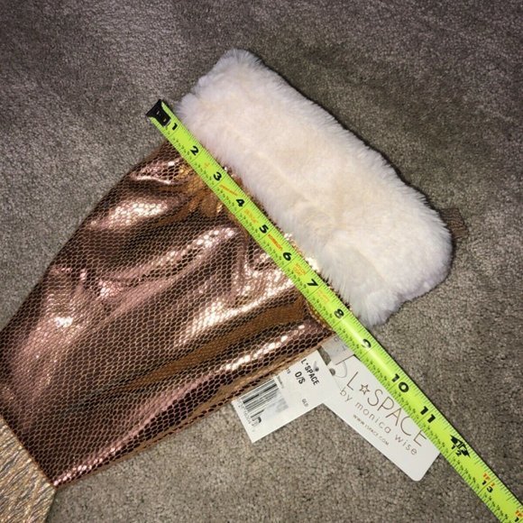 L * Space By Monica Wise Gold Sparkle Mermaid Tail Christmas Stocking New - Picture 6 of 12